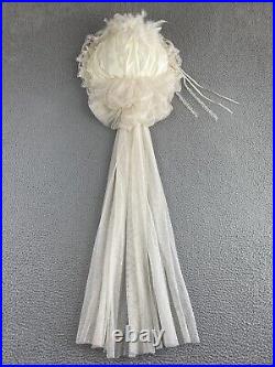 ELSIE MASSEY Vintage Victorian Touring Hat Derby Wedding Ivory Roses Pearls EXC