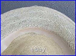 ELSIE MASSEY Vintage Victorian Touring Hat Derby Wedding Ivory Roses Pearls EXC