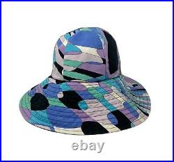 EMILIO PUCCI Vintage Logo Bucket Hat Fashion Accessory Purple Blue Green RankAB
