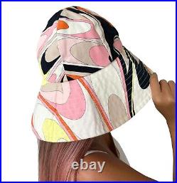 EMILIO PUCCI Vintage Multicolor Bucket Hat Pink Orange Spring Summer #2 RankAB