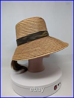 EXCEPTIONAL! Late Victorian STOVEPIPE Straw Hat Taffeta Ribbon ANTIQUE Women's