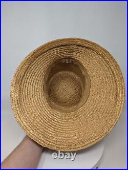 EXCEPTIONAL! Late Victorian STOVEPIPE Straw Hat Taffeta Ribbon ANTIQUE Women's