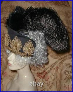 EXOTIC Antique 1918 PARIS Theatrical Headdress Gold Bullion Beads Ostrich Plumes