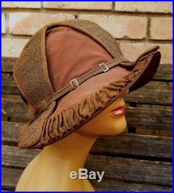 EXQUISITE! ANDREA OF PARIS Vtg Antique EDWARDIAN 1910s-1920s Satin CLOCHE Hat