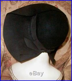 Early 1931 LILLY DACHE Art Deco Split Halo Hat Draped Black Felt Cusper Style