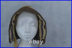 Early period woman's hat bonnet winter wired quilted pre Civil War silk 1830