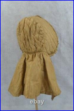 Early period women's hat bonnet winter gold silk quilted Civil War Era 1850