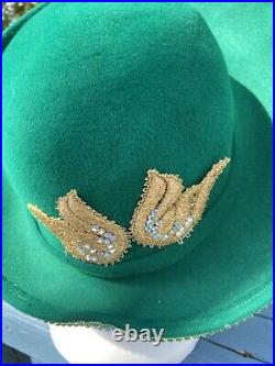 Elegant Jack McConnel Emerald Green & Gold Chuch/Dress Hat