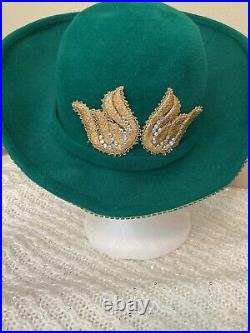 Elegant Jack McConnel Emerald Green & Gold Chuch/Dress Hat