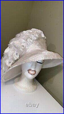 Elegant White Church Dress Hat By J F Y NY