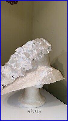 Elegant White Church Dress Hat By J F Y NY