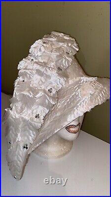 Elegant White Church Dress Hat By J F Y NY