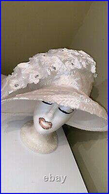 Elegant White Church Dress Hat By J F Y NY