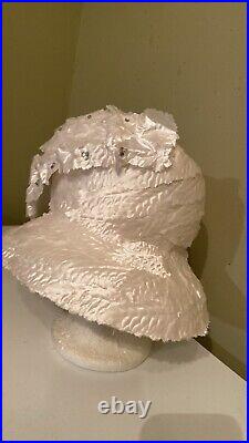 Elegant White Church Dress Hat By J F Y NY