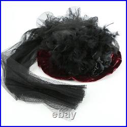 Elsie Massey Victorian Touring Crushed Velvet Feathers Flowers Derby Hat