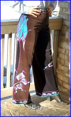 Emilio Pucci pants velvet wide leg two tone floral 1960s Made in Italy Saks