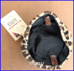 Excellent 1960s Sydney Blumenthal -Faux Leopard Skin Pill Box Hat, Still Tagged