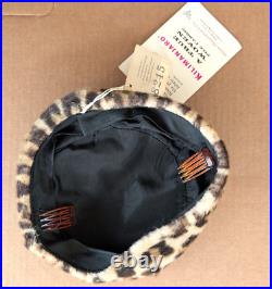 Excellent 1960s Sydney Blumenthal -Faux Leopard Skin Pill Box Hat, Still Tagged