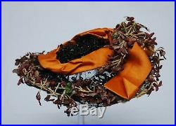Exquisite Antique Victorian 1860's Bonnet/Hat Beads Net Lace Handmade Flowers