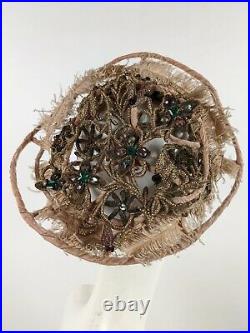 Exquisite Victorian Wired Velvet Bonnet W Beadwork & Feathers