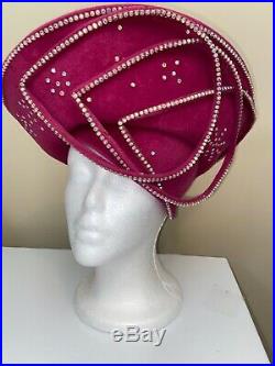 Exquisite Vintage Raspberry George Zamaul Couture N. Y. Hat
