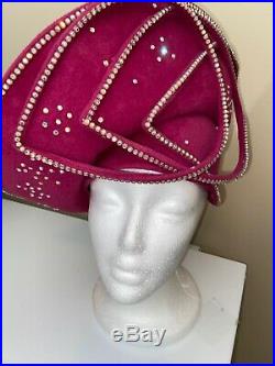 Exquisite Vintage Raspberry George Zamaul Couture N. Y. Hat