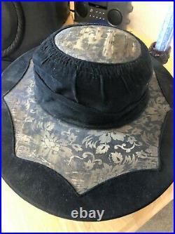 Extremely Rare Ladies Edwardian Felt & Damask Hat Titanic Era Original, 1920s