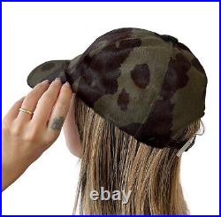 FENDI Vintage Logo Baseball Cap Hat Khaki Camouflage Calf Hair Rank AB