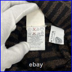 FENDI Vintage Zucca Monogram Beanie #42 Knit Hat Stripe Brown Wool RankAB+