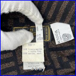 FENDI Vintage Zucca Monogram Beanie Hat #42 Knit Wool Brown Black RankA