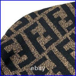 FENDI Vintage Zucca Monogram Kint Beanie Head Accessory #42 Wool Beige RankA