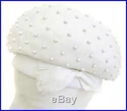FINAL MARKDOWN! Rare Vintage 1960's Yves Saint Laurent White Studded Beret Hat