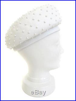 FINAL MARKDOWN! Rare Vintage 1960's Yves Saint Laurent White Studded Beret Hat