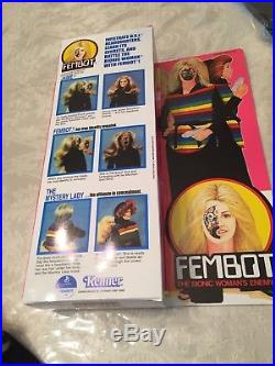 FROM 1970 A VINTAGE RARE FEMBOT With REPRO BOX BIONIC WOMAN NEMISIS2 MASKS -HAT