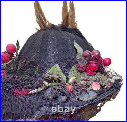 Fab Antique Vtg Edwardian Post Titanic Teens Womens Straw Hat W Fruit Feathers