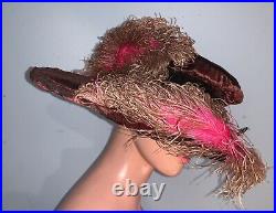 Fabulous All Original Edwardian Velvet Edwardian Hat c. 1910