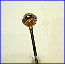 Fantastic Georgian Etruscan Saturn Hat Pin 14k Gold Faceted Amethyst