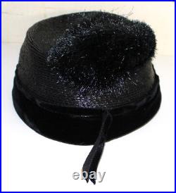 Filbert Orcel Paris vintage black straw and velvet hat