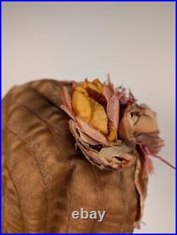 Flapper 1920's Cloche Hat W Velvet Leaf + Horsehair Trim