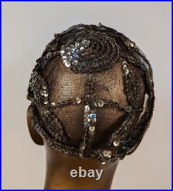 Flapper 1920's Shimmering Sequin Juliet Net Skull Cap