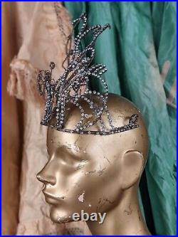 Flapper 1920s 8 Inch High Rhinestone Encrusted Showgirl Crown