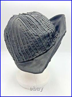 Flapper 1920s Belart Paris New York Black Silk Cloche Hat Wide Brim Soutache