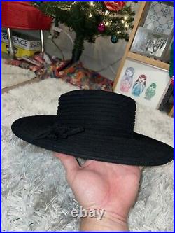 Frank Olive New York for Saks Fifth Avenue Vtg Pleated Runway Hat Model Black