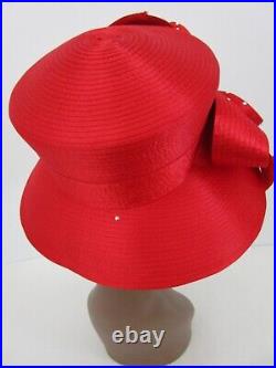 Frank Olive Red Hat Rhinestones Wedding Derby Church Easter Tea