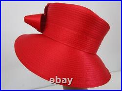 Frank Olive Red Hat Rhinestones Wedding Derby Church Easter Tea