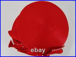 Frank Olive Red Hat Rhinestones Wedding Derby Church Easter Tea