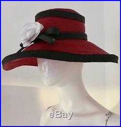 Frederick Fox Original Vintage Glorious Red Gloss Lacquered Straw Hat