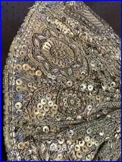 French Antique Ladies traditional Bonnet Gold embroidery Cannetille, sequins