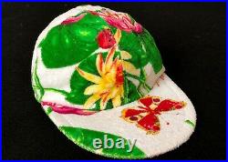 GIANNI VERSACE terry cotton cap Butterfly Ladybug Floral print size M from 1995