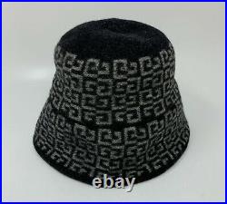 GIVENCHY Vintage Logo Monogram Bucket Hat Wool Gray Black Made in Japan
